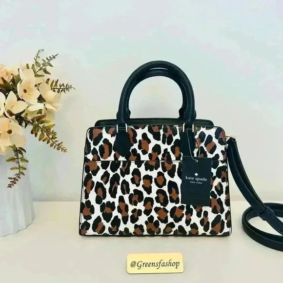 Kate Spade Purse Madison Spotted Animal Printed Satchel Leopard - Picture 5 of 11
